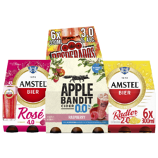 Amstel radler 2.O%, rosé,
Desperados of Apple Bandit